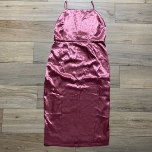 Lulus Womens Adoring Attitude Satin Column Midi Dress Size XL Rusty Rose